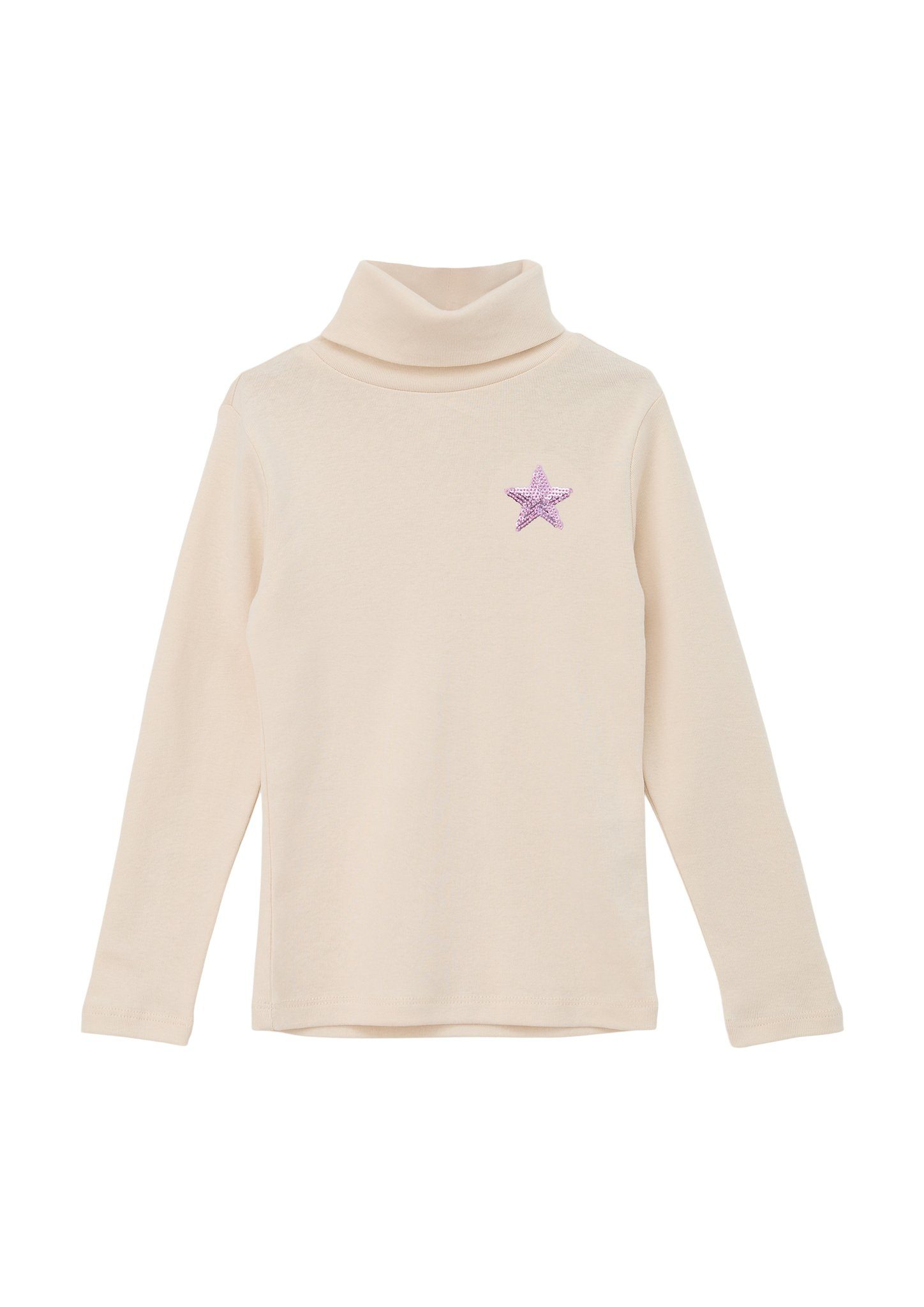 s.Oliver Junior Longsleeve mit Rippstruktur und Pailletten ALMOND