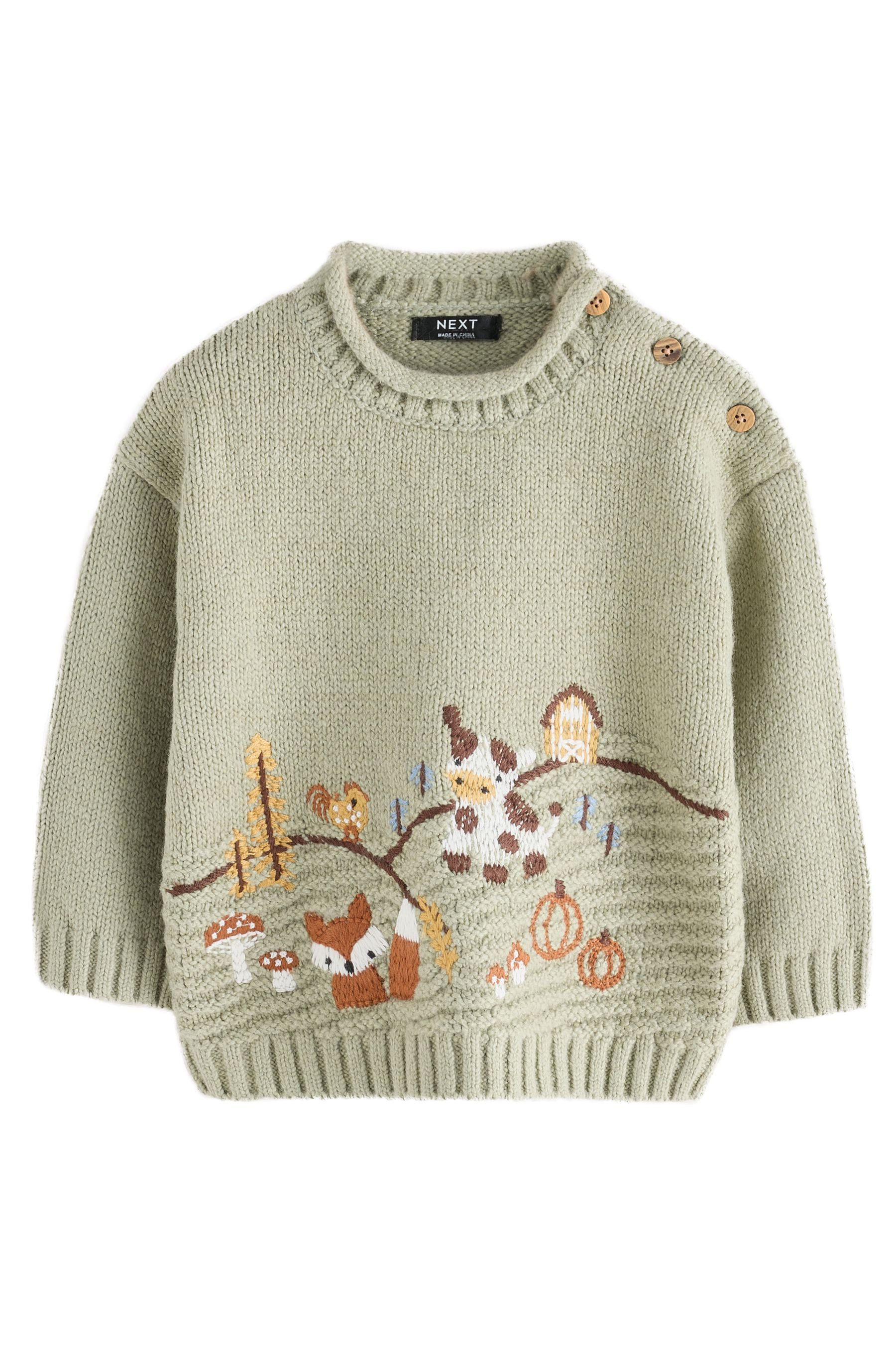 Next Rundhalspullover Strickpullover mit Rundhalsausschnitt und Motiv (1-tlg)
