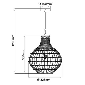 Brilliant Pendelleuchte Southsea, Lampe, Southsea Pendelleuchte 33cm natur/schwarz, 1x A60, E27, 25W, Ka