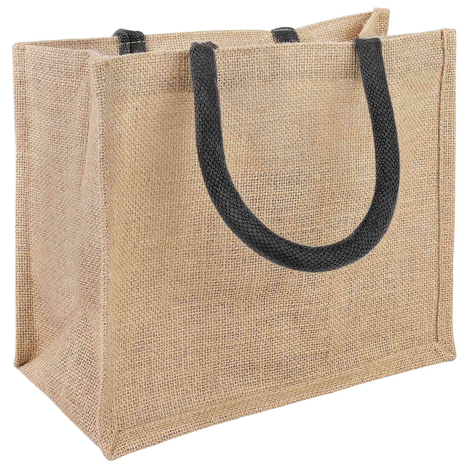vidaXL Einkaufstrolley Jute-Handtaschen 5 Natürlich und Schwarz 26 x 22 x 14 cm