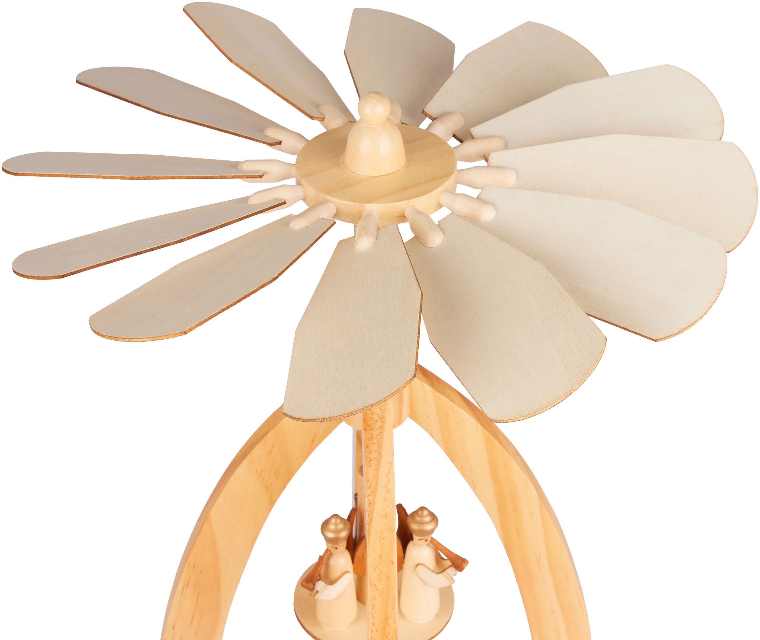 BRUBAKER Weihnachtspyramide Teelichtpyramide für Weihnachten - Pyramide für 4x Pyramiden-Teelicht, 44 cm Weihnachtspyramide aus Holz - Tischpyramide Krippenspiel