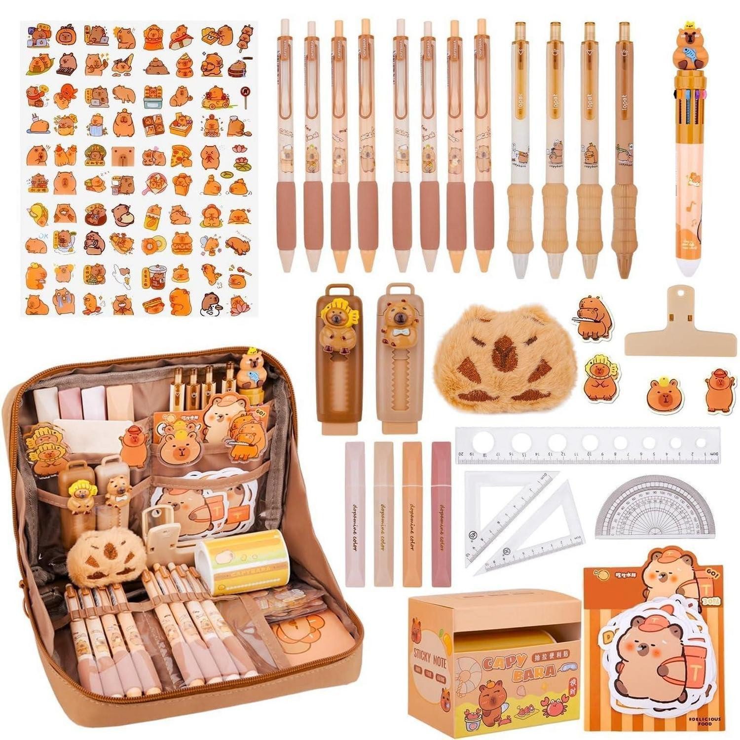 LuxusKollektion Gelschreiber Schreibwaren Set Capybara Aesthetic Geschenkset Kinder