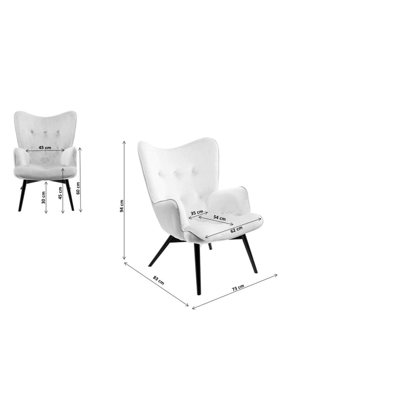 Sofa-Sessel VICKY LOCO GRAU von KARE - Maßangaben