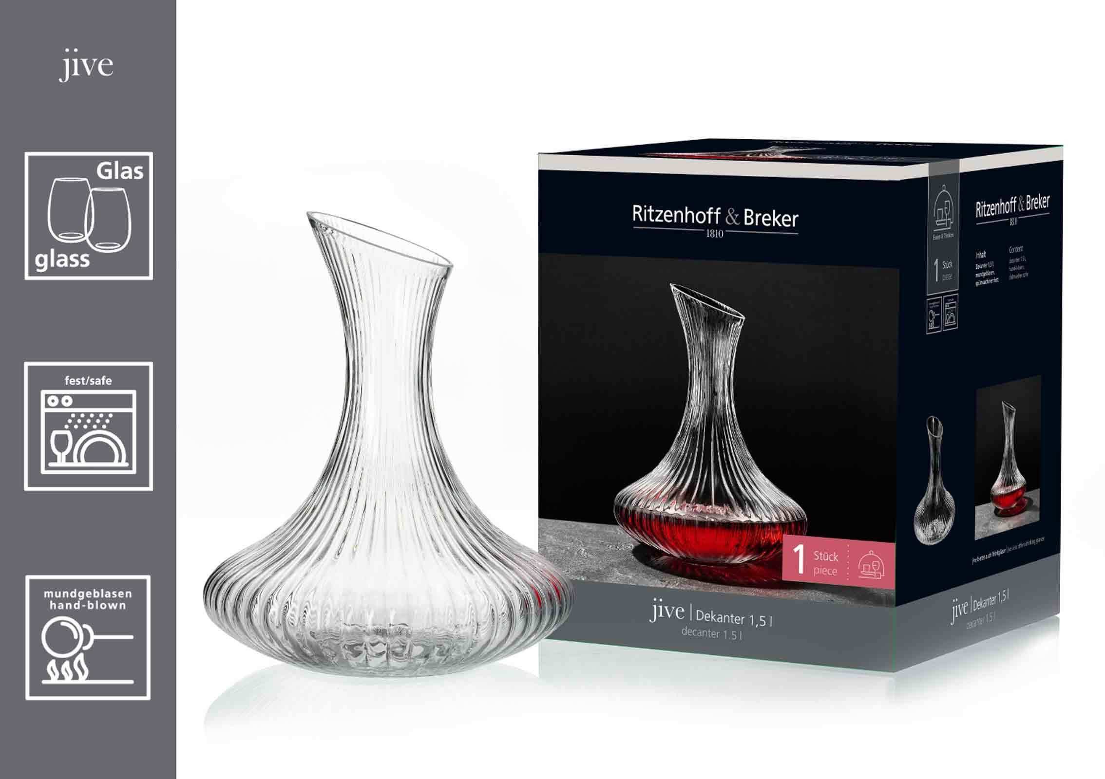 Ritzenhoff & Breker Dekanter Jive Dekanter 1,5 Liter, (1x Dekanter, 1-tlg)