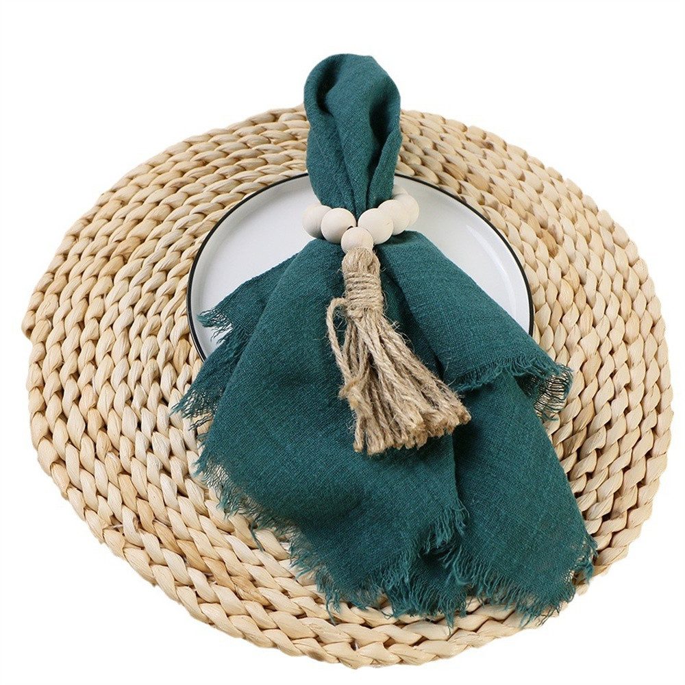 Refttenw Stoffserviette Handgefertigte Stoffservietten mit Fransen Baumwolle Servietten, (12 St), 42x42cm