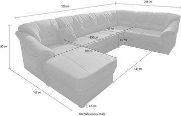 sit&more Wohnlandschaft Savona U-Form, wahlweise mit Bettfunktion, inklusive Federkern, frei im Raum stellbar