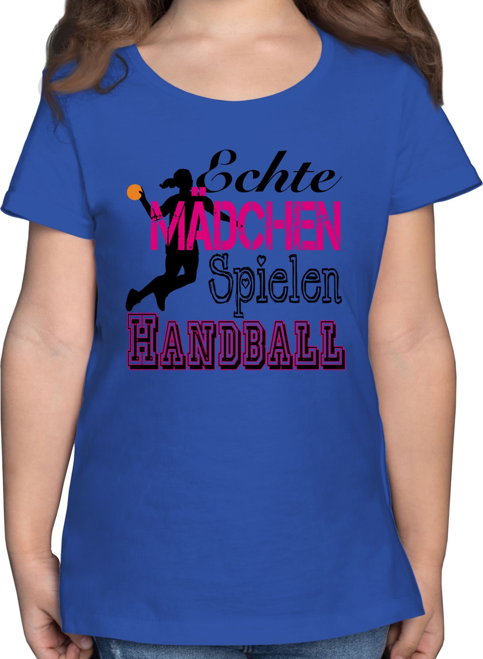 Shirtracer T-Shirt Echte Mädchen Spielen Handball Kinder Sport Kleidung 3 Royalblau