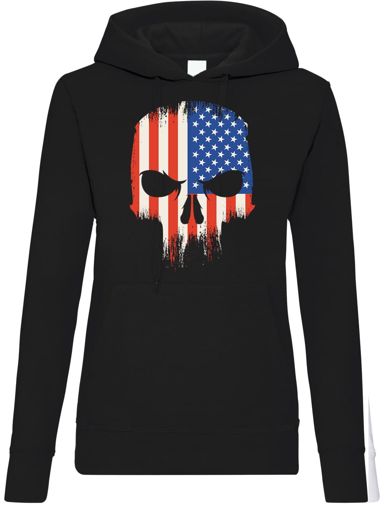 Kapuzenpullover USA Totenkopf Damen Hoodie Pullover