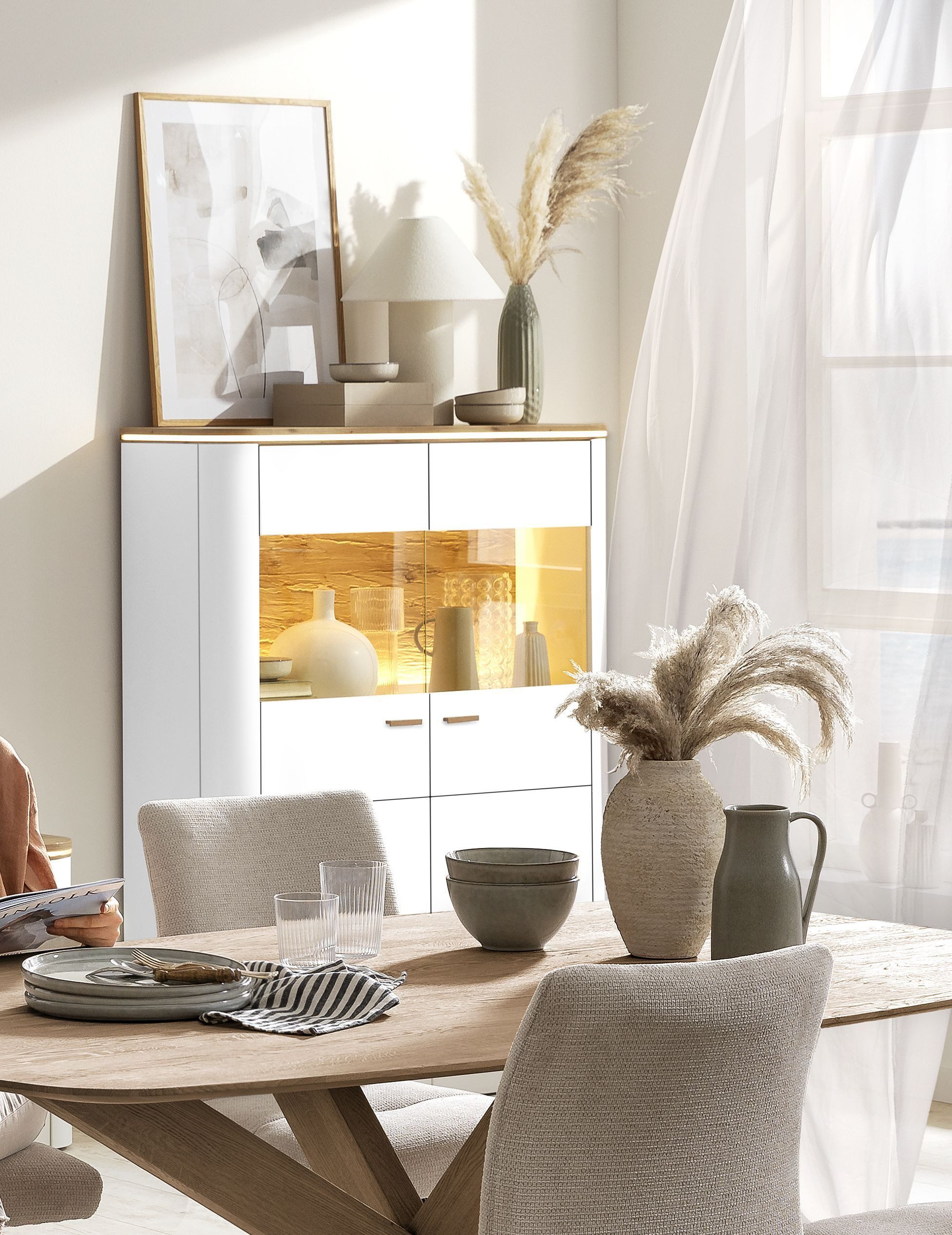 SANSIBAR Living Highboard Highboard SANSIBAR VISTRA BHT 109x145x37 cm weiß Hochkommode