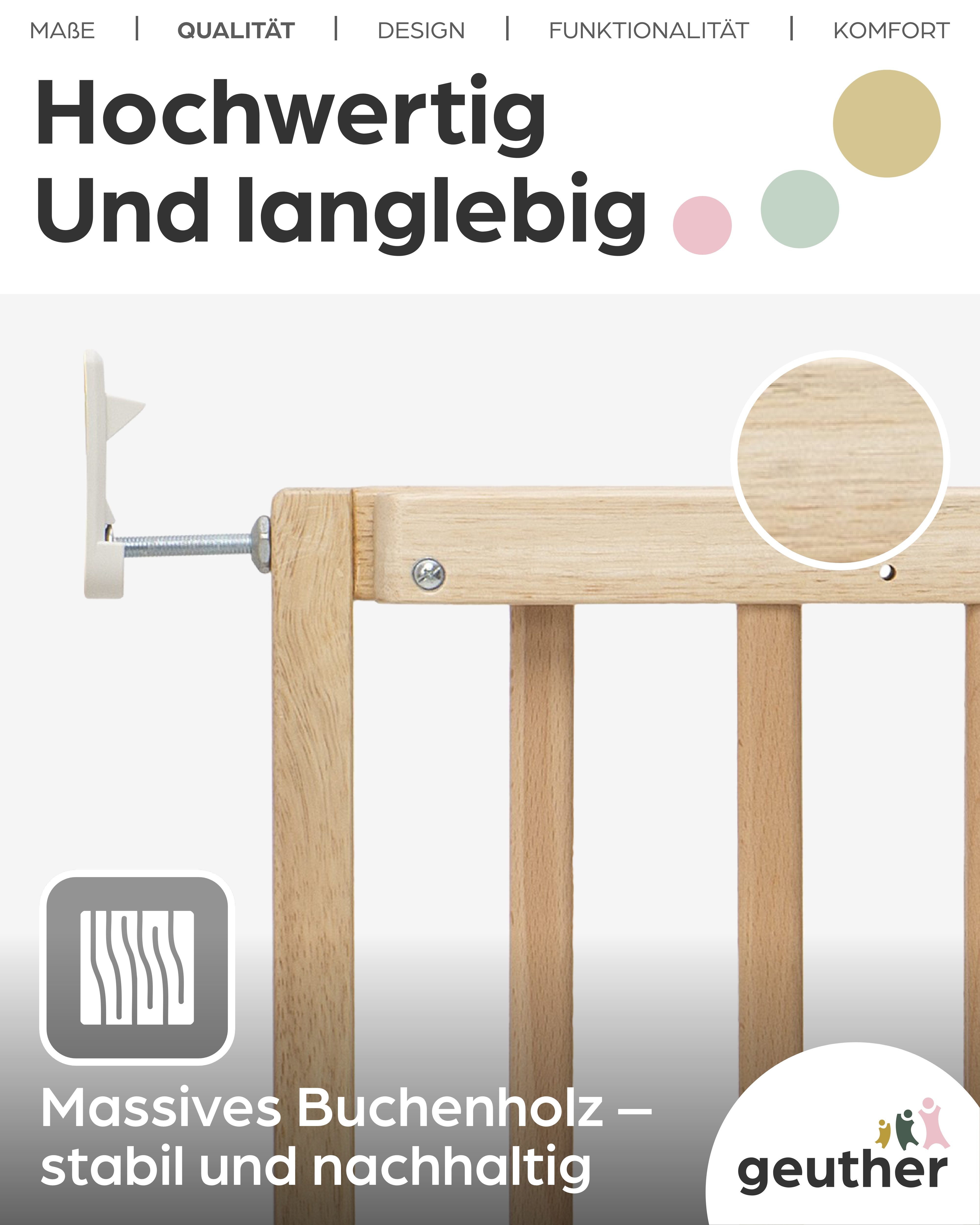 Geuther Türschutzgitter Tür- und Treppenschutzgitter Modilok aus Holz – 63–103,5 cm, Auch als Treppenschutzgitter verwendebar