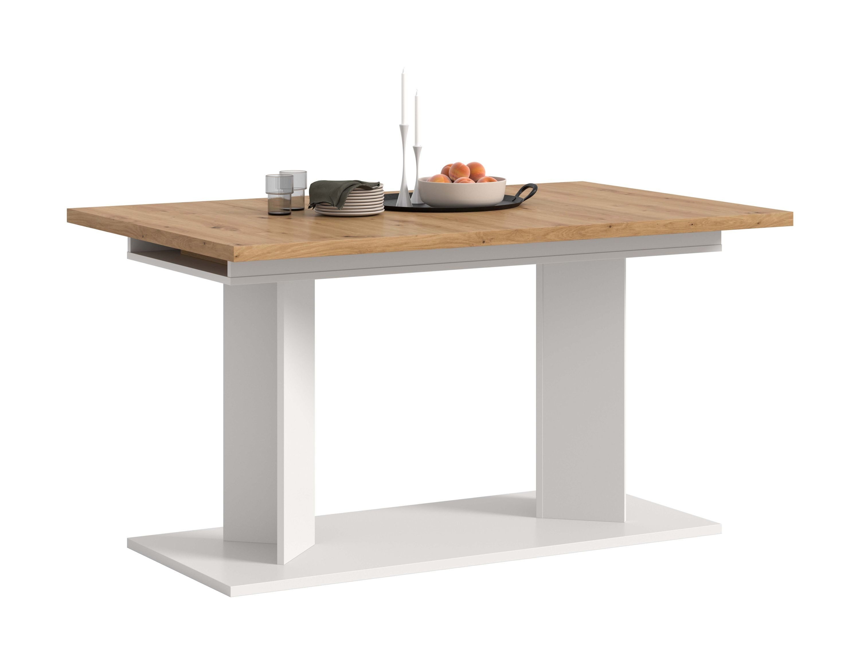 xonox.home Esstisch Gustav, in weiß/ Artisan Eiche Nachbildung B/H/T: 220x76x100 cm