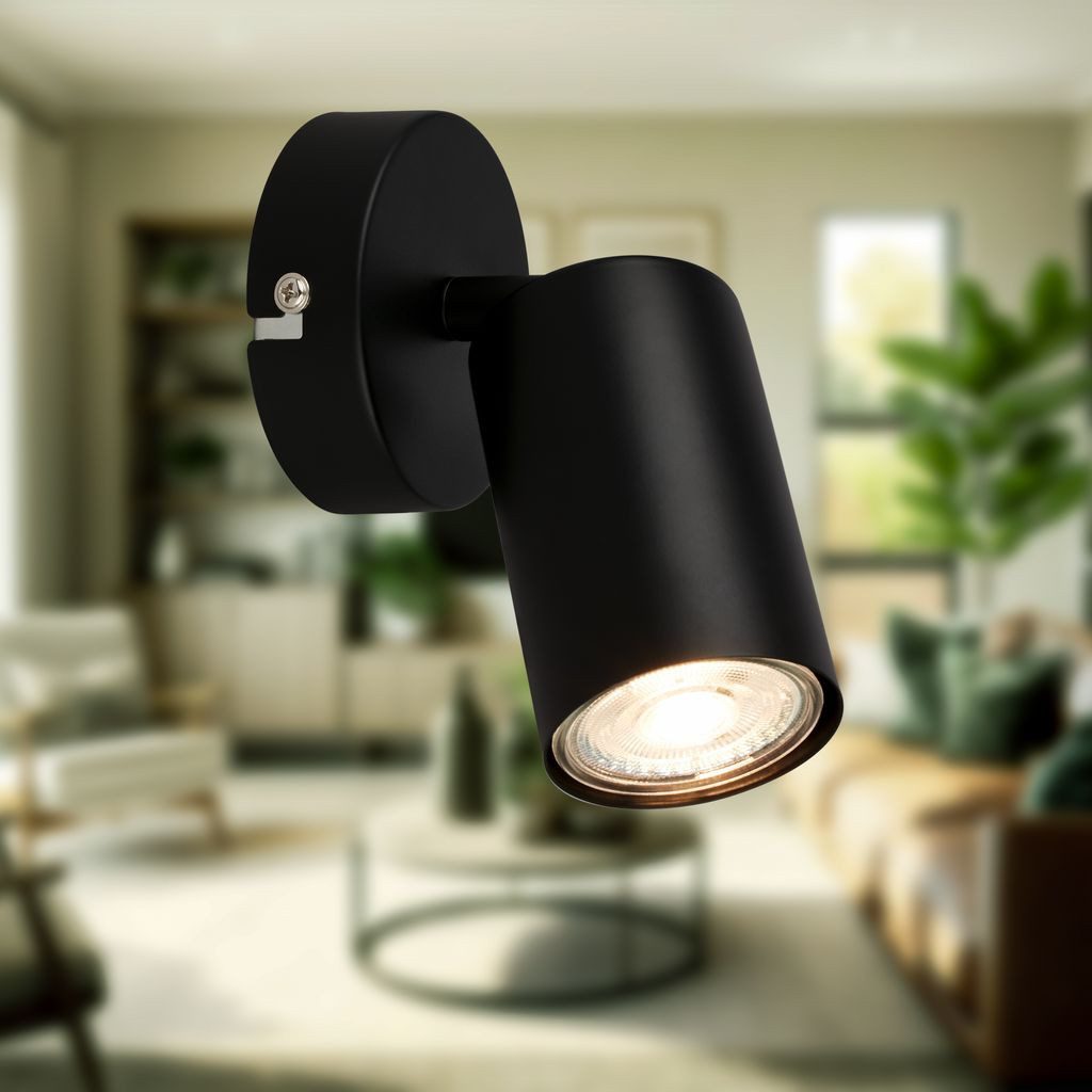B.K.Licht Wandleuchte BKL1627, LED wechselbar, 2700K - Extra-Warmweiß, LED Wandlampe 8x15,5 cm Schwarz 2W 450lm GU10 Bettlampe Schlafzimmer