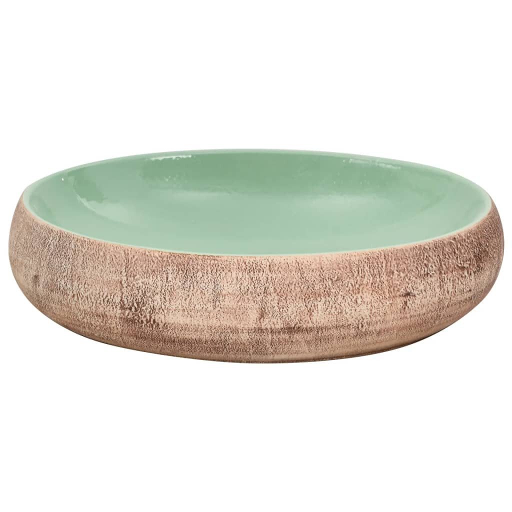 vidaXL Waschbecken 59 x 40 x 15 cm Waschbecken Badezimmer Aufsatzwaschbecken Grün und Bra