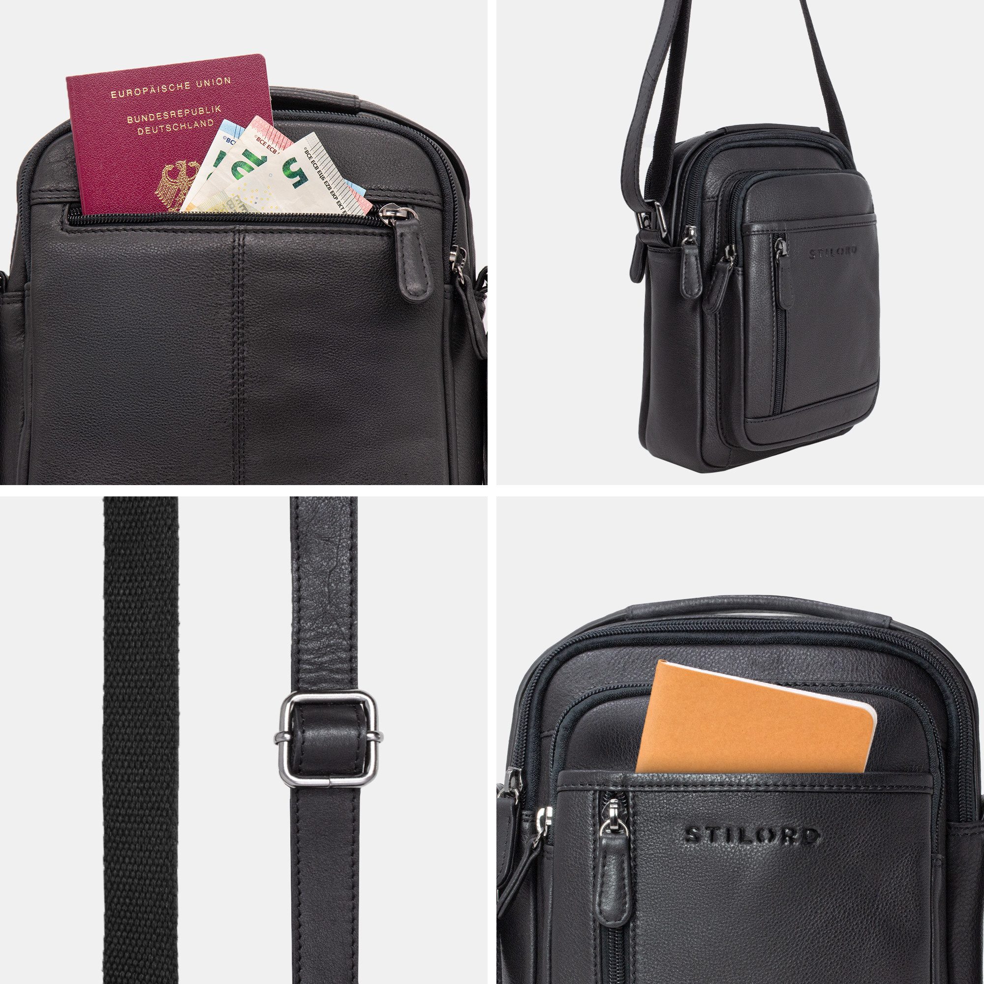 STILORD Schultertasche "Salva" Kleine Ledertasche Herren Umhängetasche Leder Männerhandtasche, Ledertasche Herren Klein Messenger Bag Herrentasche Leder zum Umhängen