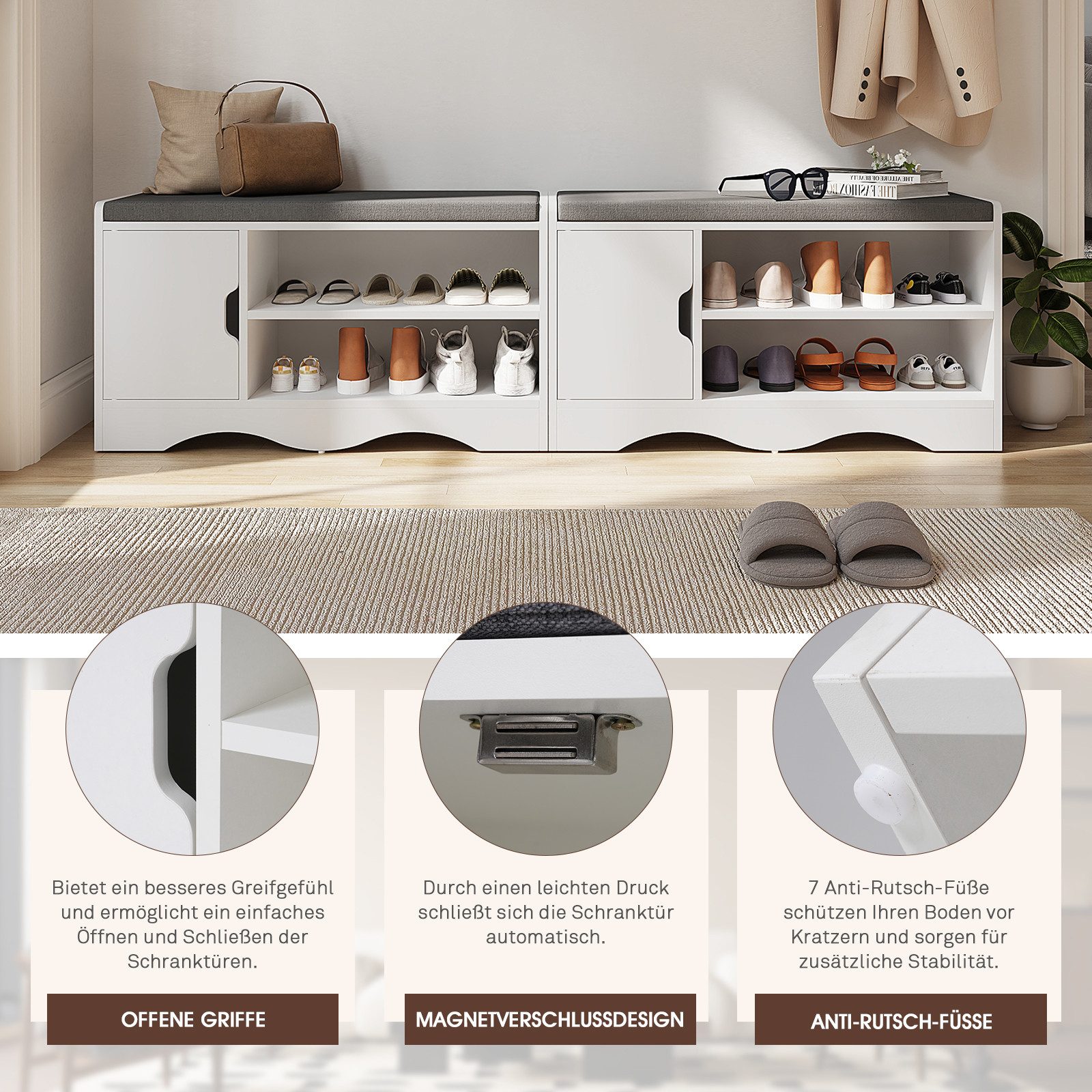 JOIVI Schuhbank Schuhregal mit Stauraum&Sitzfläche