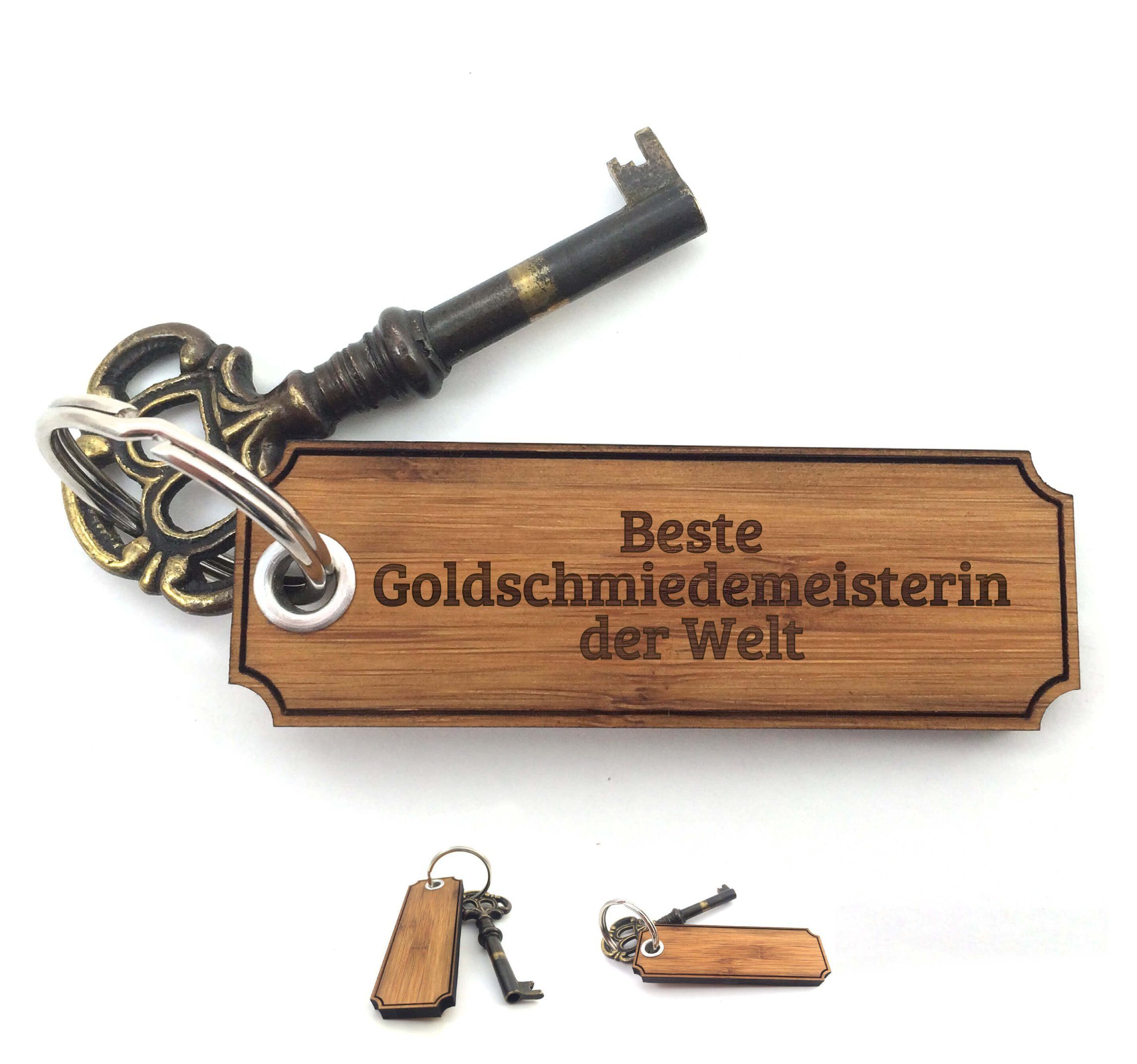 Mr. & Mrs. Panda Schlüsselanhänger Goldschmiedemeisterin - Bambus - Geschenk, Schlüsselanhänger, Gravur, (1-tlg)