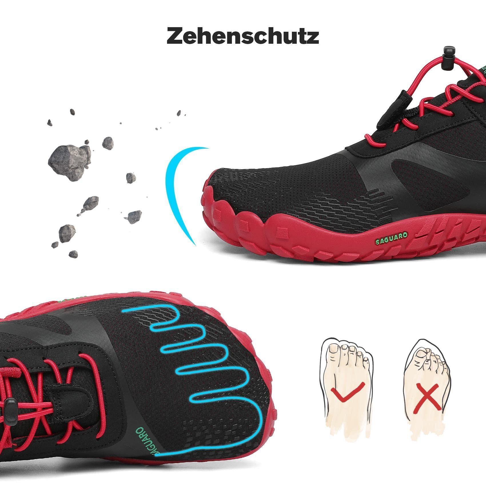 SAGUARO Sport Sommer Barfußschuh (5mm Sohlenstärke, Nullabsatz, bequem, leicht, atmungsaktiv, rutschfest) Minimalschuhe Laufschuhe Sport-Schuhe Jogging Sneaker Trail-Running