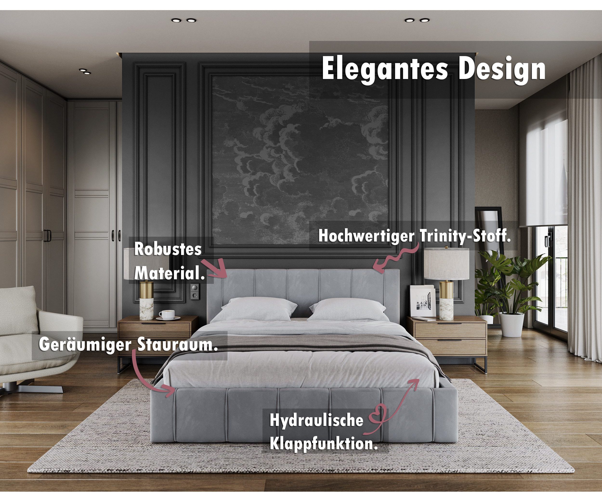 thematys Polsterbett Bett aus Velours Stauraumbett - TOPSELLER - MADE IN EU günstig online kaufen