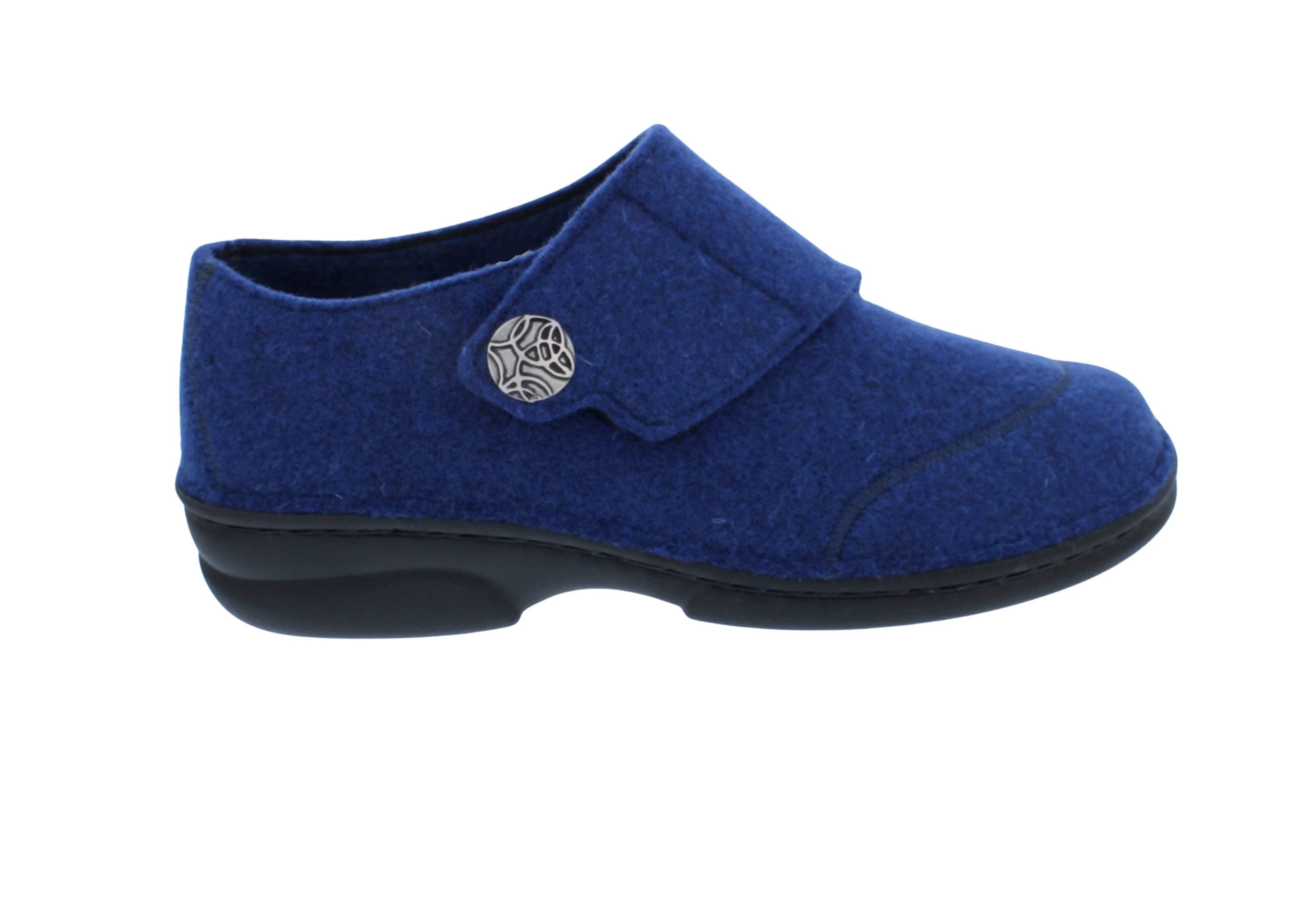 BERKEMANN Berkemann Jarla Damenhausschuh 3558-312, Royalblau, Filz, Klettverschl Hausschuh