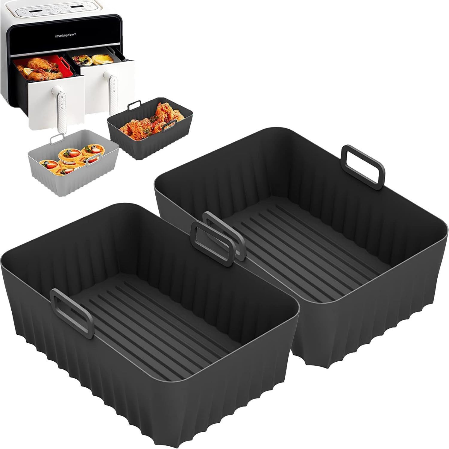 FELIXLEO Brötchen-Röstaufsatz 2erAirfryer Silikonform für Ninja AF400EU Double Stack XL SL400EU 9.5L