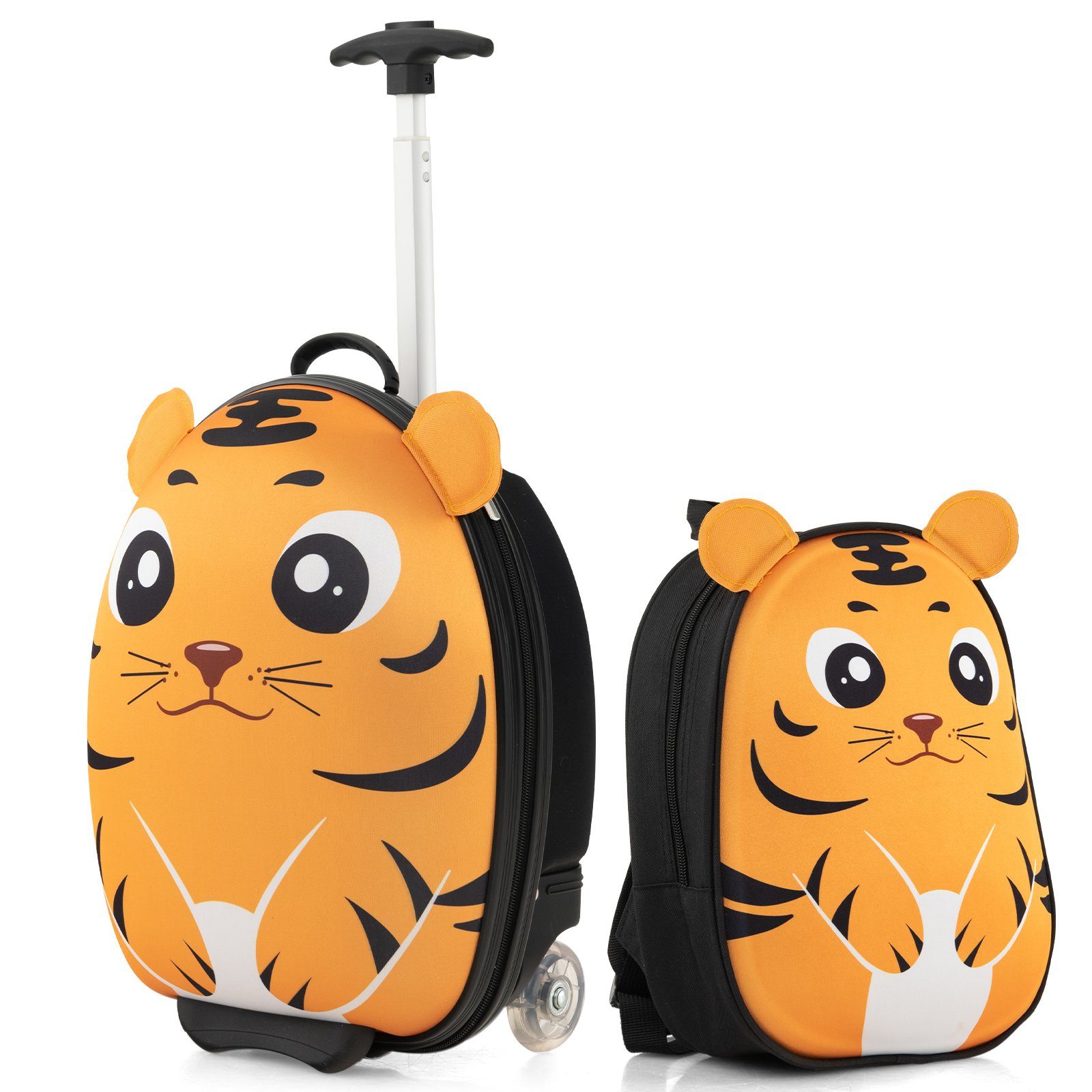 Rucksack mit COSTWAY Kindertrolley Set, verstellbar, gelb Kinderkoffer