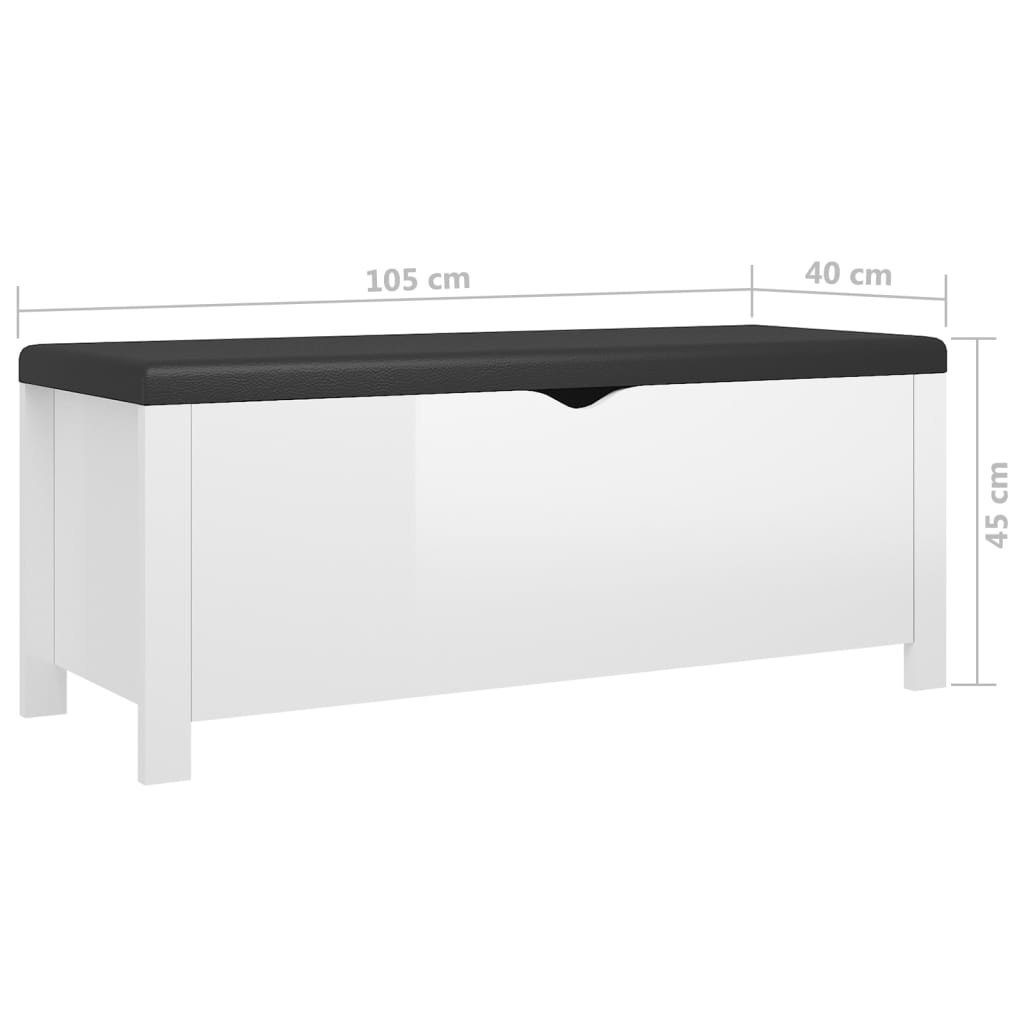 Aufbewahrungsbox Hochglanz-Weiß mit vidaXL Sitzbank Kissen und St) Stauraum 105x40x45cm (1