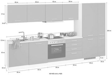 HELD MÖBEL Küchenzeile Visby, mit E-Geräten, Breite 330 cm, inkl. Kühl/Gefrierkombination