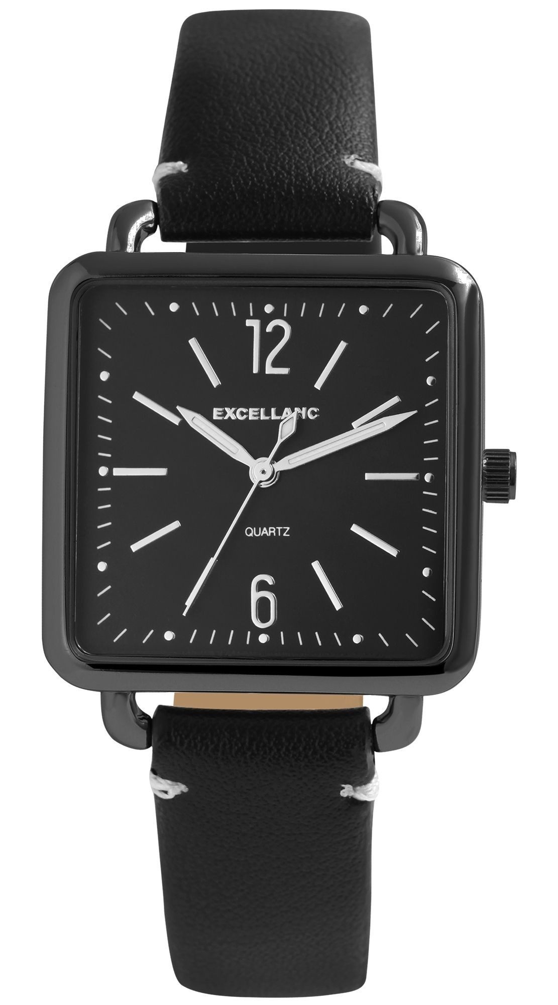 Quarzuhr EX0445 Excellanc Damenuhr mit Lederimitationsarmband in schwarz
