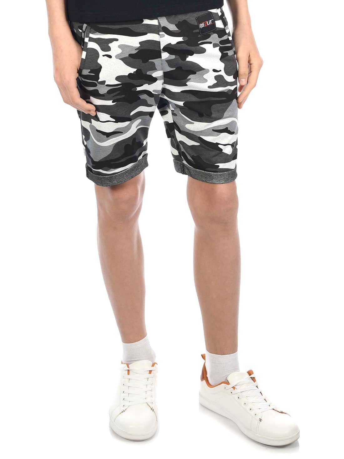 Jungen Kinder (1-tlg) Shorts Camouflage-Schwarz BEZLIT Shorts Stoff