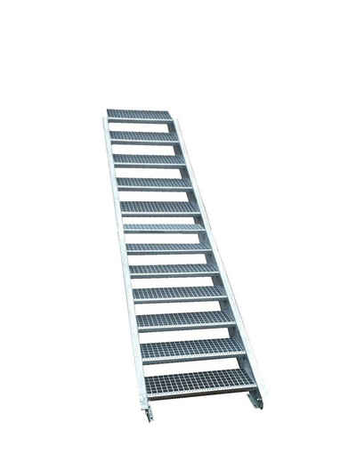 SRM Design Außentreppe 12 Stufen Stahltreppe Breite 110cm Geschosshöhe 180-240cm inkl Zubehör