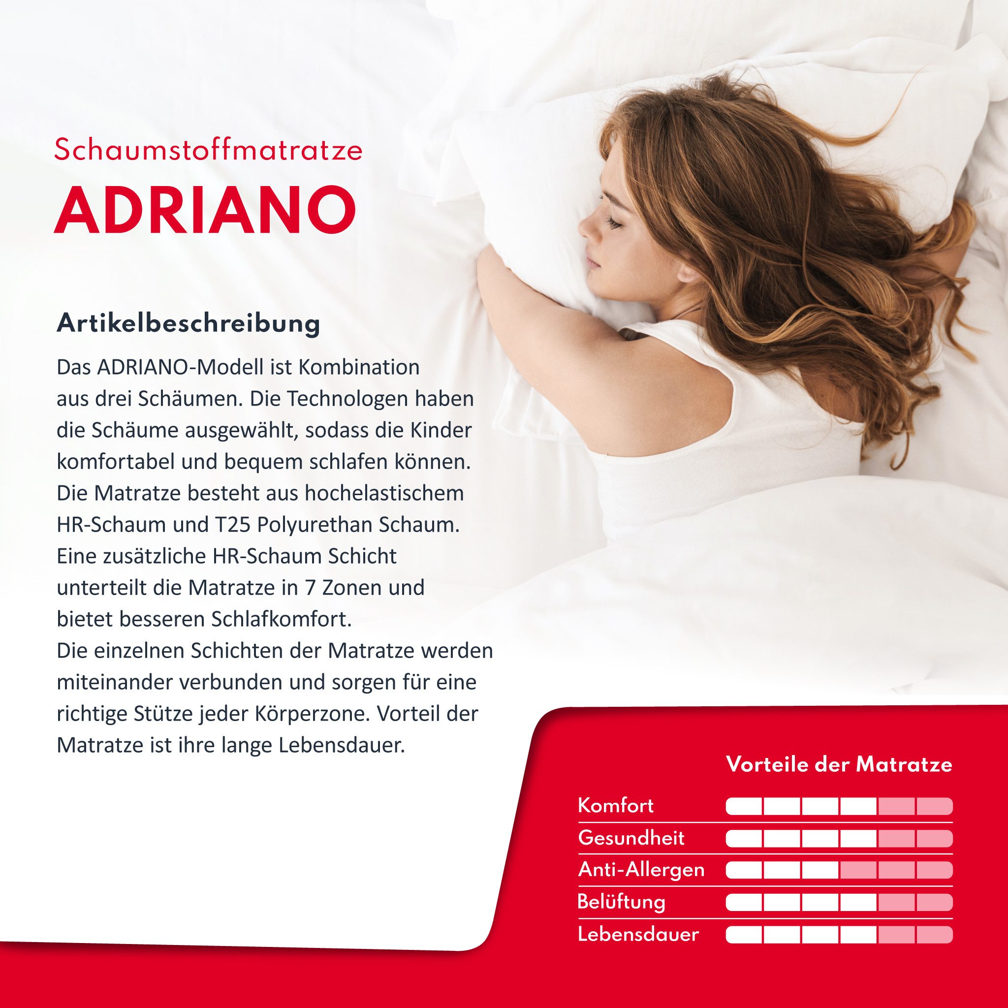 Kindermatratze ADRIANO Matratze 80x180 90x180 90x190 günstig online kaufen