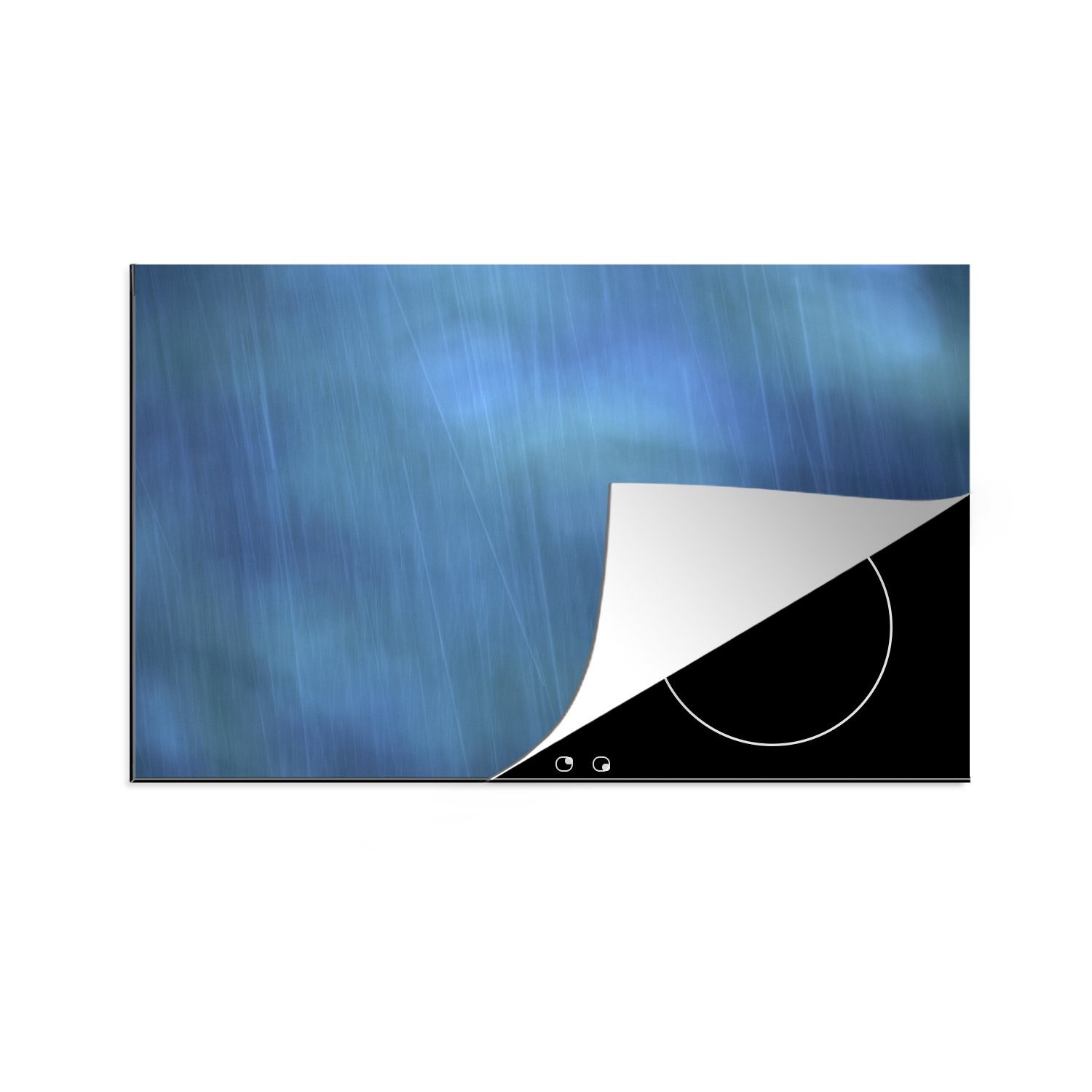MuchoWow Herdblende-/Abdeckplatte Regen für einen blauen Himmel bei Nacht, Vinyl, (1 tlg), 81x52 cm, Induktionskochfeld Schutz für die küche, Ceranfeldabdeckung