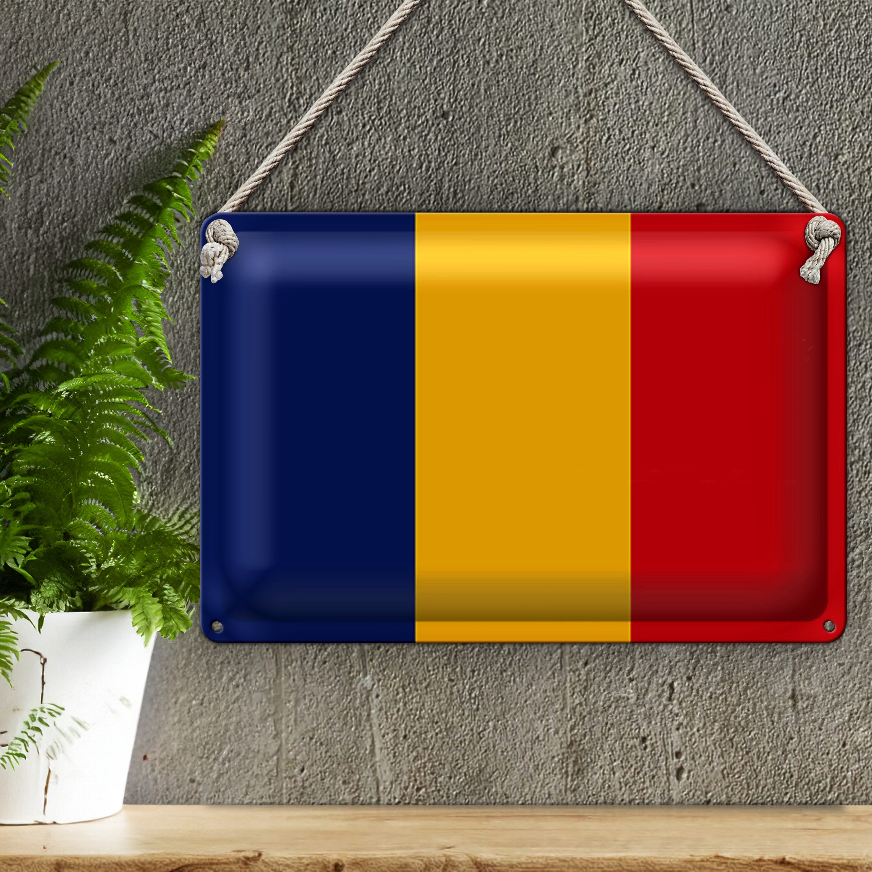 Roomando Metallschild Flagge Rumänien 40x30cm Flag of Romania