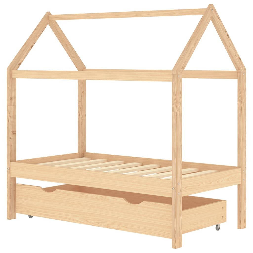 Kinderbett Kinderbett mit Schublade Himmelbett Bettgestell Massivholz Kiefer 70x1