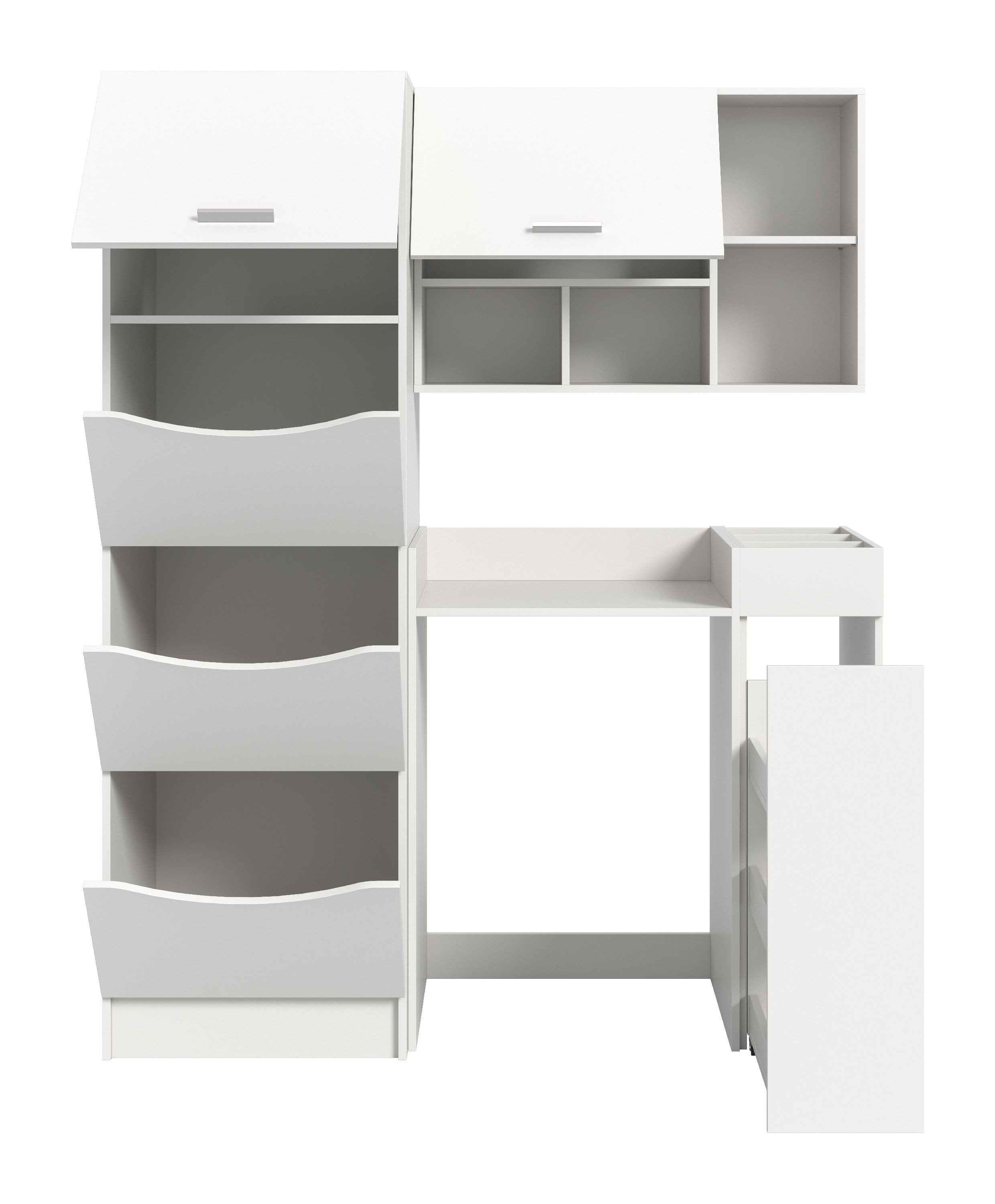 xonox.home Aufsatzschrank Free (4tlg. Set inkl. Hänge-, Wäscheschrank, Waschmaschinenumbau, Regal) weiß Nachbildung Melamin beschichtet modern 126x195x68 cm
