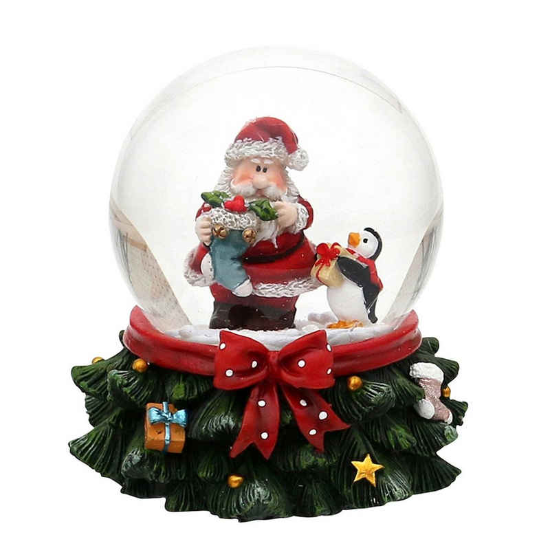 SIGRO Weihnachtsfigur Schneekugel, 2-fach sortiert, 1 Stück (Stück, 1 St., 1 Schneekugel Weihnachtsmann auf Tannenbaum-Sockel)
