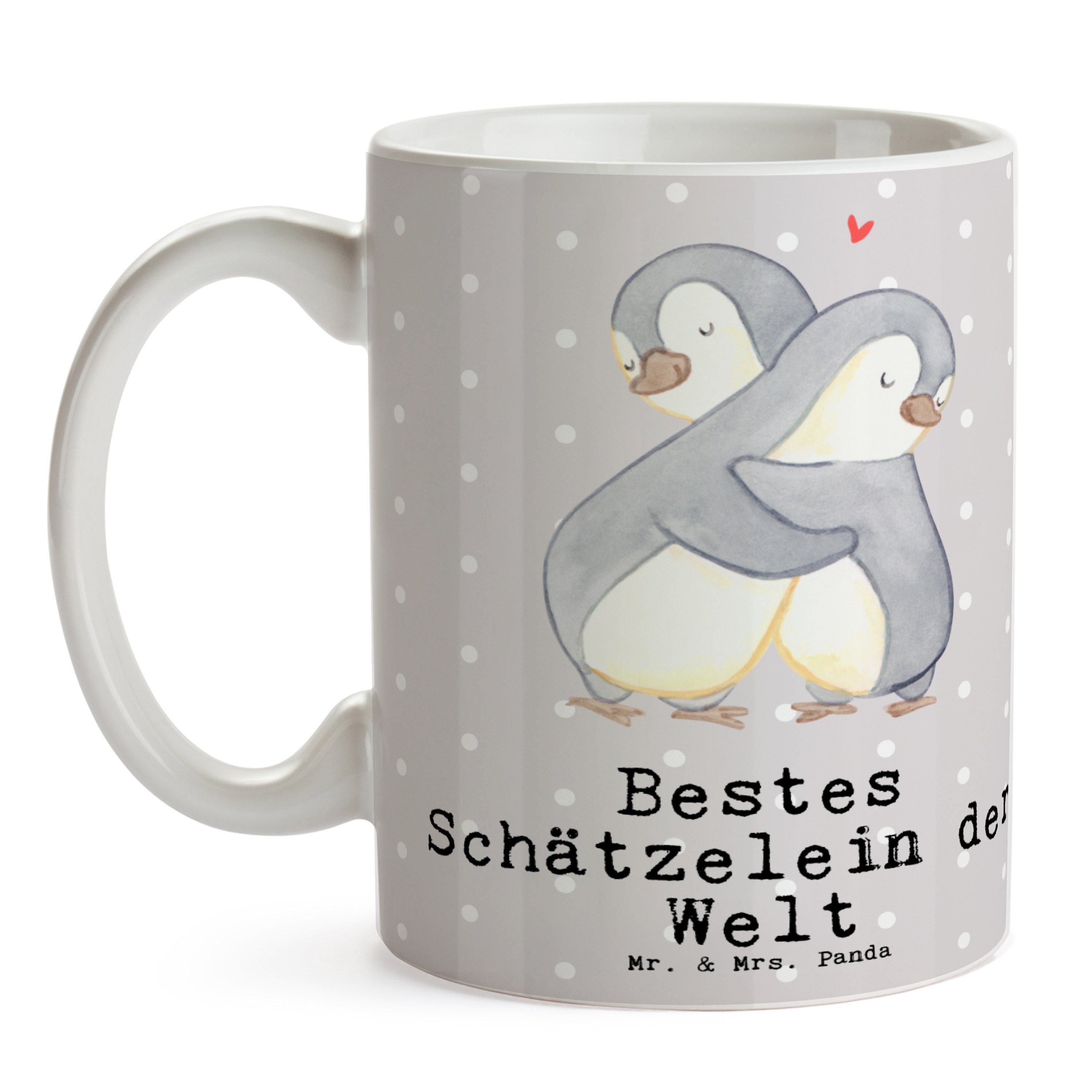 Mr. & - Geschenk, Bestes Pinguin Grau Gesche, Tasse - Welt Panda Schätzelein Mrs. Pastell der Keramik