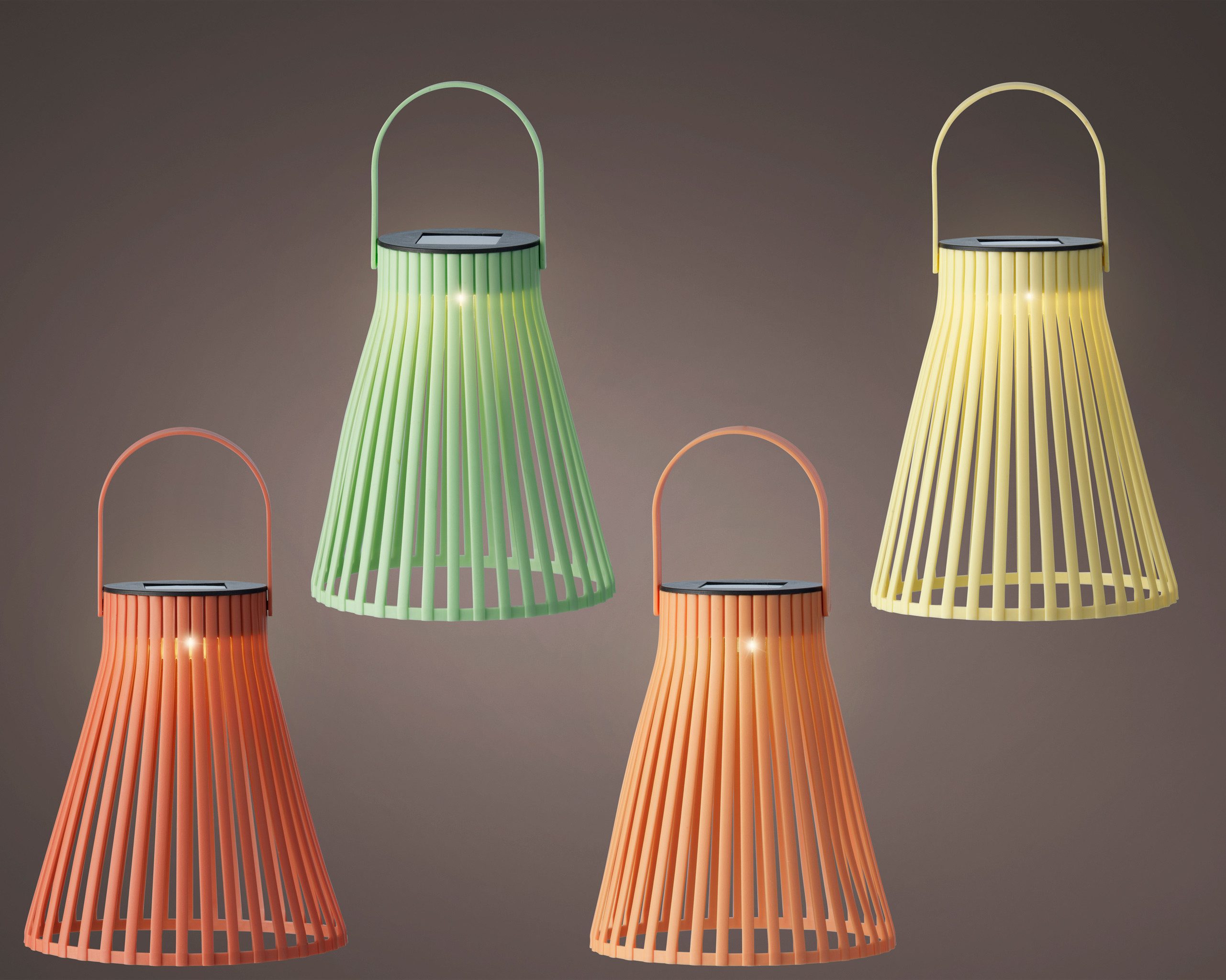 Lumineo LED Solarleuchte, Dauerlicht, warmweiß, Solar Gartenleuchte LED Laterne 14,5x18,5cm Warmweiß 4er Set