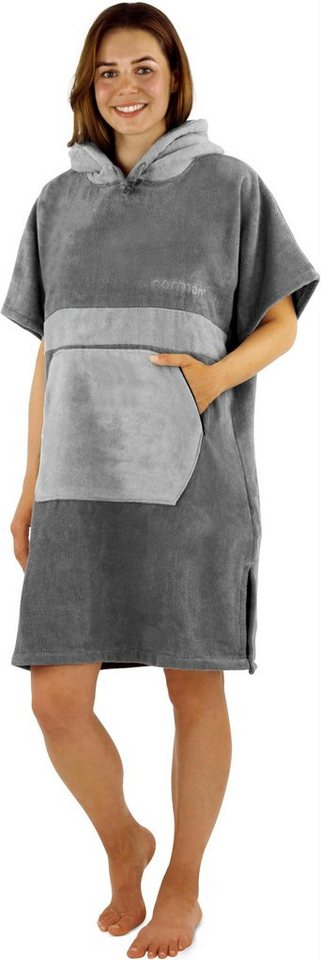 normani Badeponcho Damen Badeponcho, Midilänge, Baumwolle, Kapuze, Schlupf, Badehandtuch aus 100 % saugstarker Baumwolle