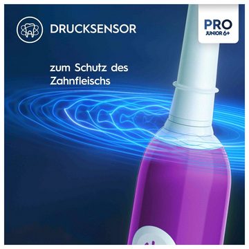 Oral-B Elektrische Zahnbürste Pro Junior, Aufsteckbürsten: 1 St., Drucksensor