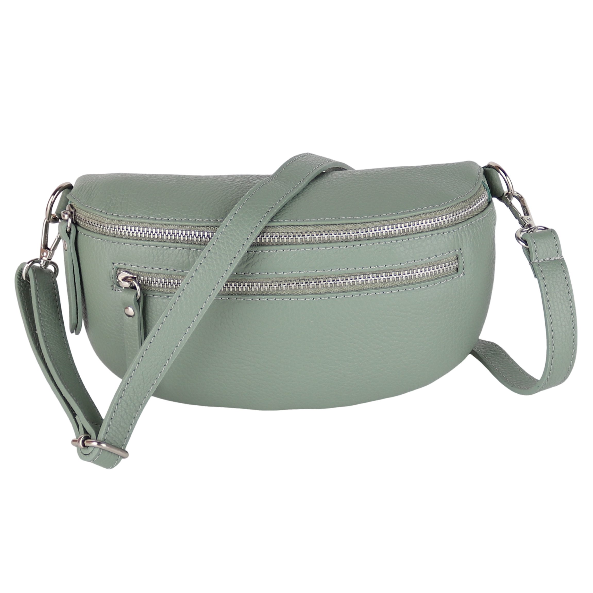 MIRROSI Bauchtasche Damen, Echtleder, Leder, Made in Italy, Umhängetasche, Brusttasche, (Schultertasche für jeden Anlass (1 Tasche & 1 Gurt), Mit zwei Reißverschlüssen), Crossbody Bag, gemusterten& verstellbaren Schulterriemen