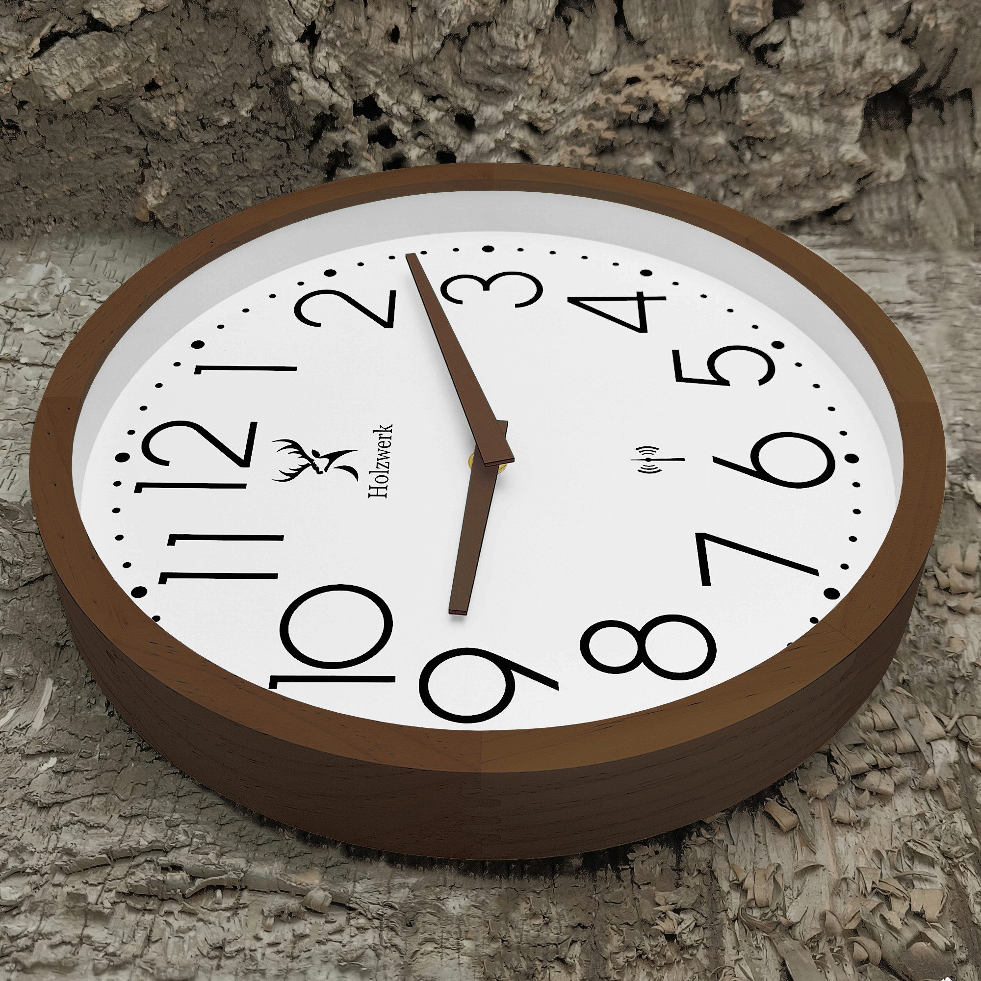 Holzwerk Funkwanduhr Designer Loft Funk Holz Wand Uhr, große Ziffern (Nahez günstig online kaufen
