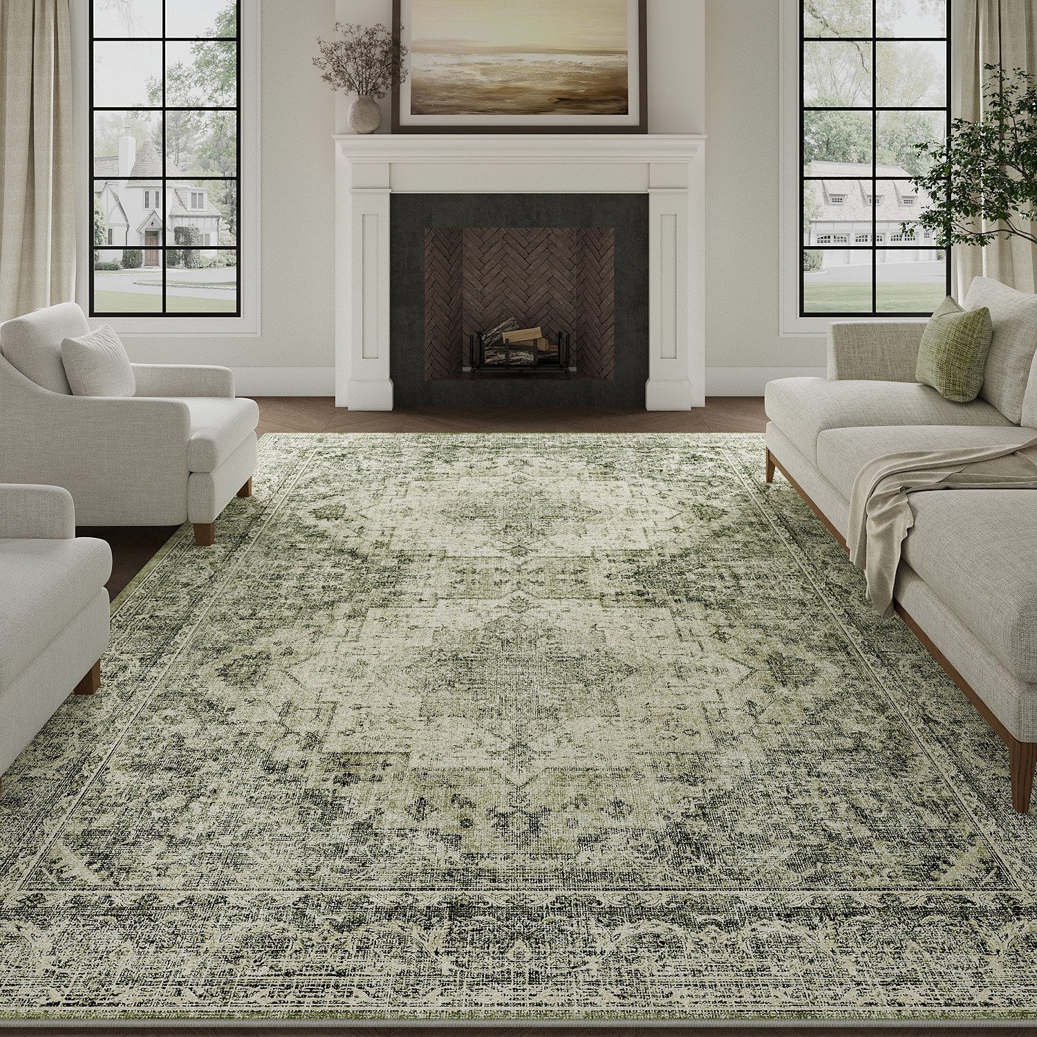 PURECOZY Teppich Moderner Boho-Stil, Kurzflor & Weich, waschbar & pflegeleicht, Rechteckig, Höhe: 6.1 mm, Rechteckig, geeignet für verschiedene Innenräume