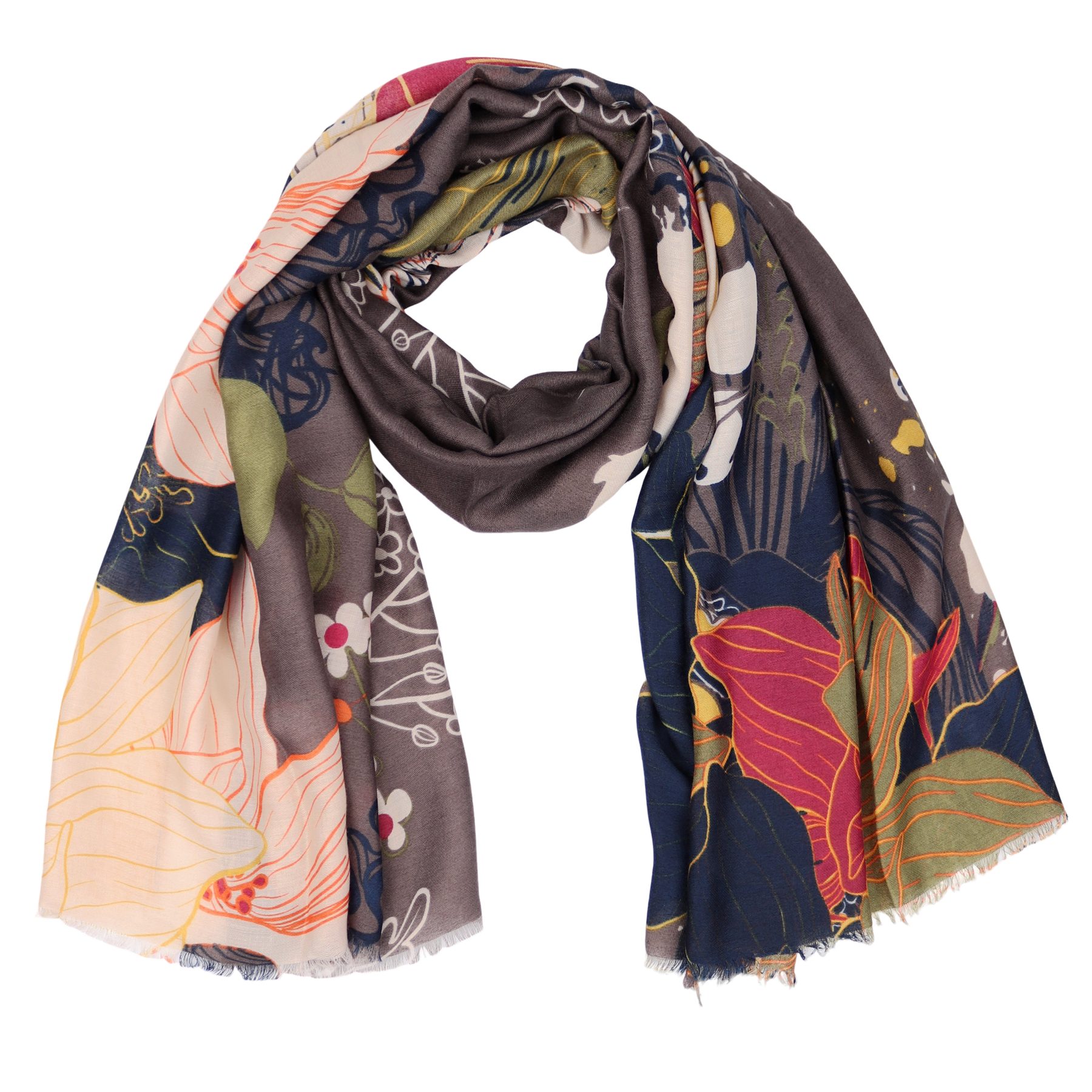 MIRROSI Modeschal Weich XXL ca.85x180cm Schal Bunt Blumen, (Kollektion Herb günstig online kaufen