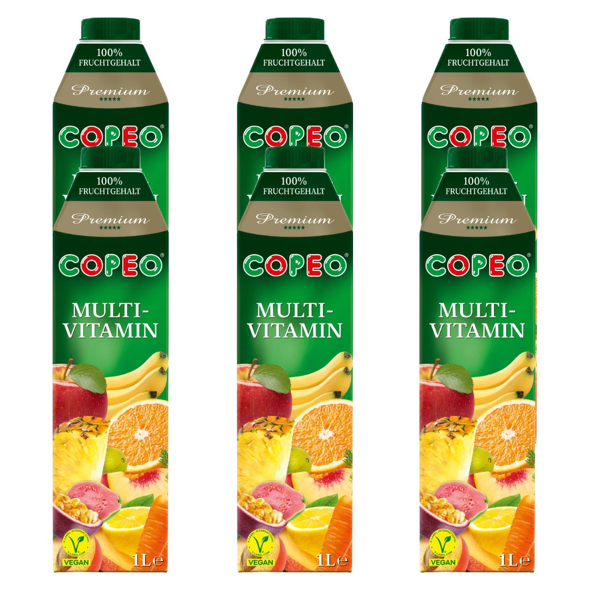 Copeo Saft, COPEO Multivitaminsaft enthält Früchte und Vitamine 1000ml 6er Pack