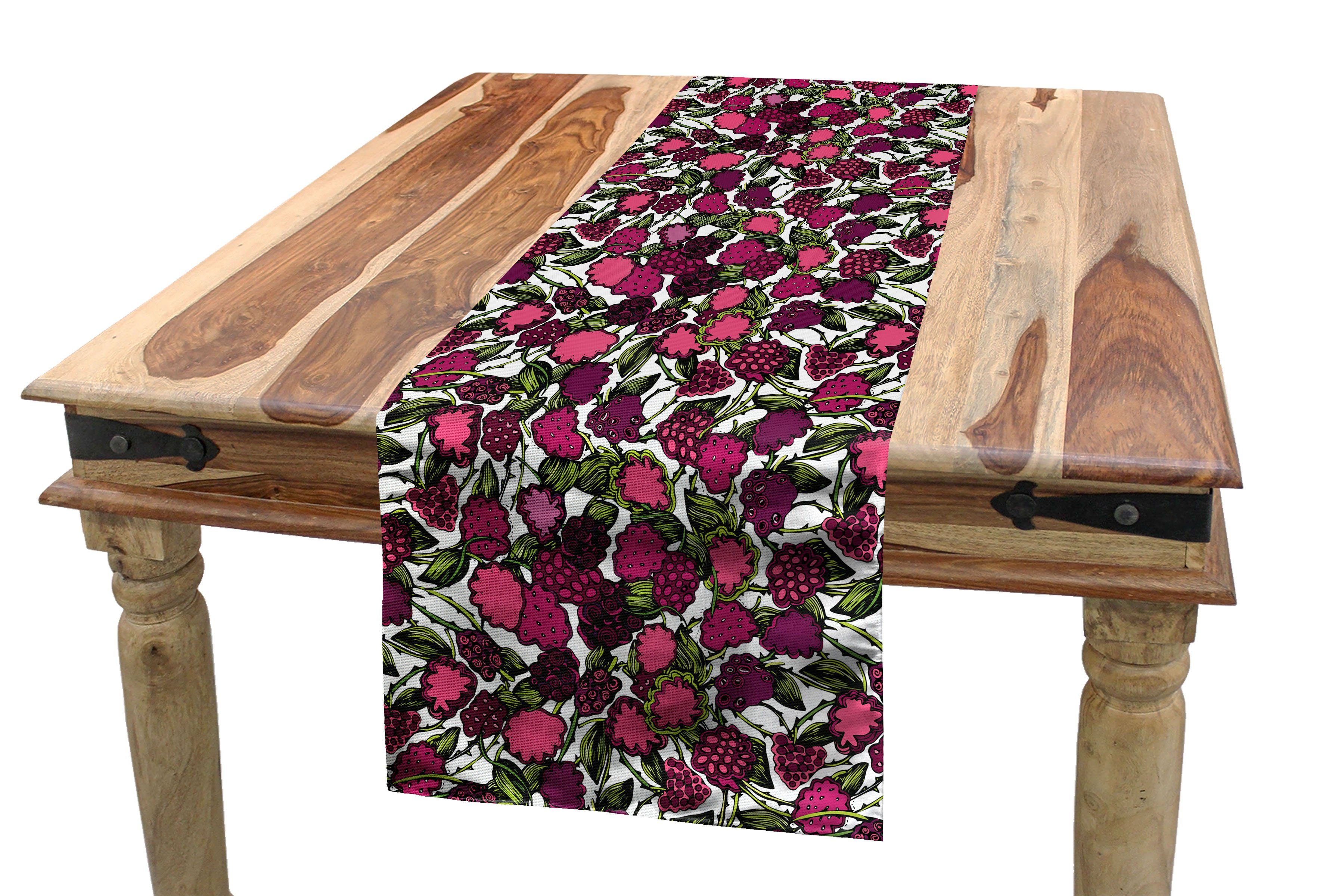 Abakuhaus Tischläufer Esszimmer Küche Rechteckiger Dekorativer Tischläufer, Botanik Pinkish Brombeeren Pattern