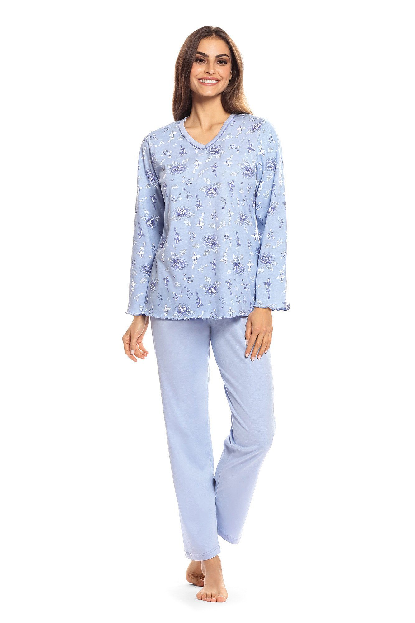 comtessa Schlafanzug (Set, 2 tlg., Set) Damen Schlafanzug 2-teilig Pyjama Langarm Baumwolle