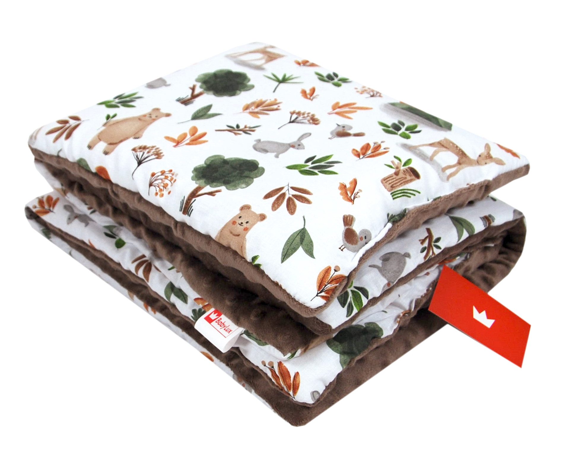 Kinderdecke BABYLUX Babydecke MINKY 2Set Kuscheldecke Decke 75 x 60cm Kinderwagen, BabyLux, MP152 - Braun + Wald