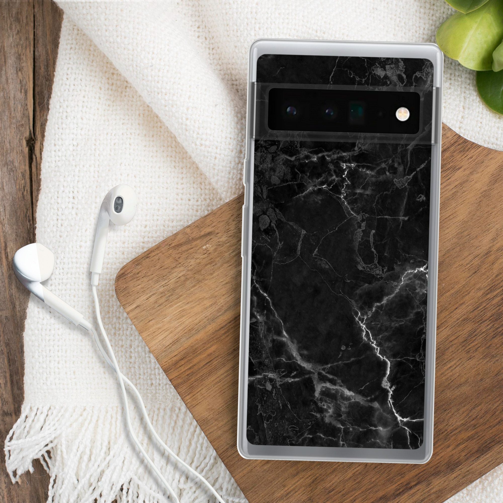 MuchoWow Handyhülle für Google Pixel 6 Pro Marmor - Schwarz - Weiß - Textur - Marmoroptik, Handy Case, Silikon, Bumper Case Dünn