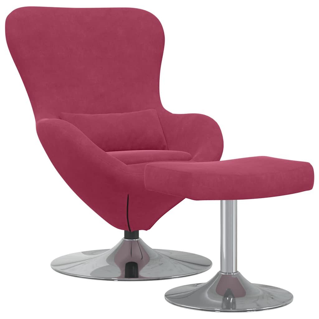 vidaXL Sessel Eierstuhl mit Fußhocker Weinrot Samt (1-St)